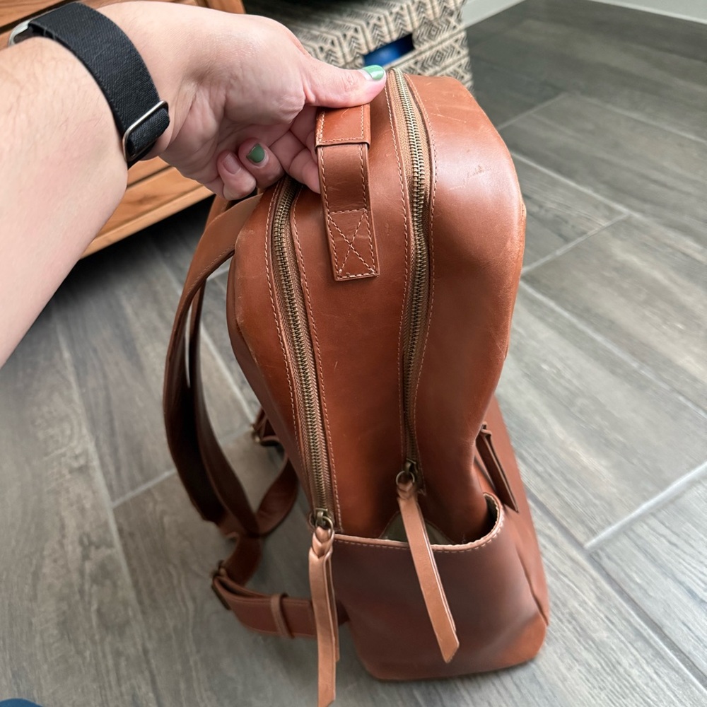Able Alem Brown Leather Backpack - Picture 6 of 8
